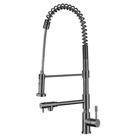 WHITEHAUS Sgl-Hole Faucet W/ Spray Head, Swvl Support Bar&2 Control Lvrs, SS WHS1644-SK-BSS